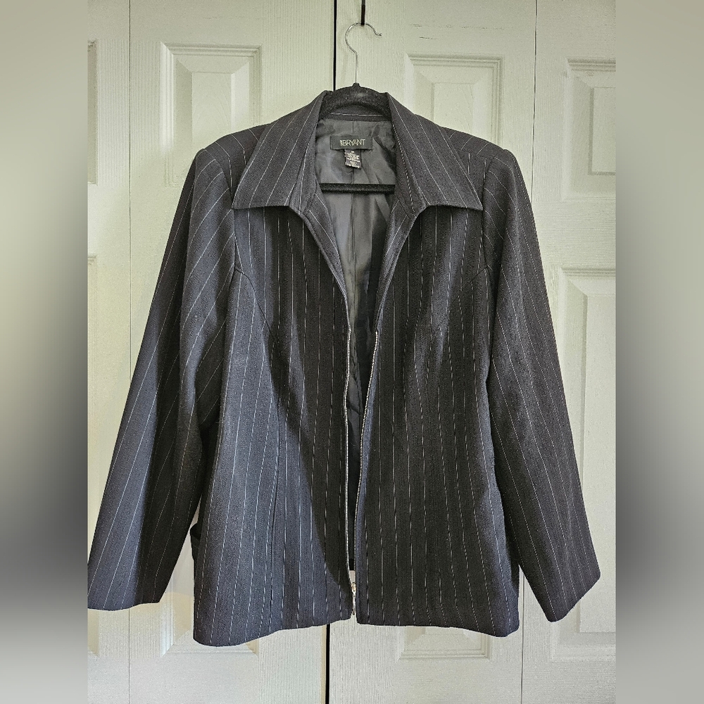 Lane Bryant Black and White Pinstripe Jacket
